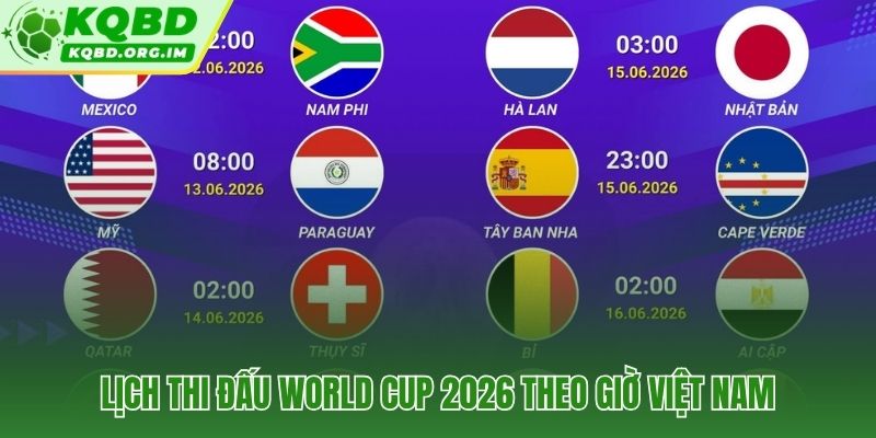 Toàn bộ lịch thi đấu World Cup 2026 đã quy đổi chuẩn GMT+7